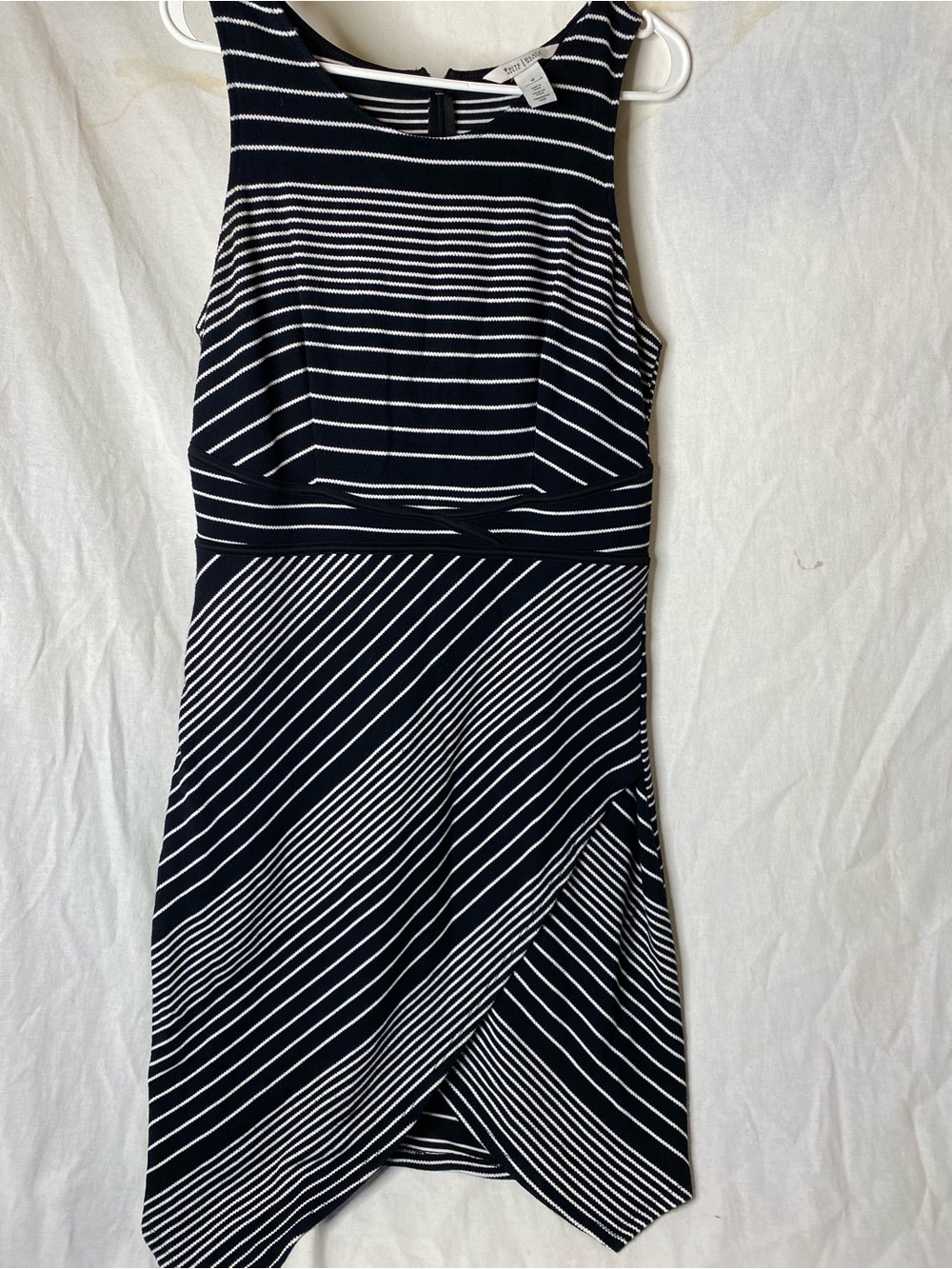 White House Black Market Navy and White Striped Midi Dress